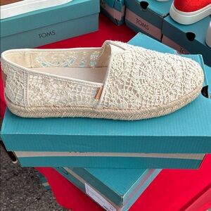 TOMS Women's Ivory Crochet Espadrilles